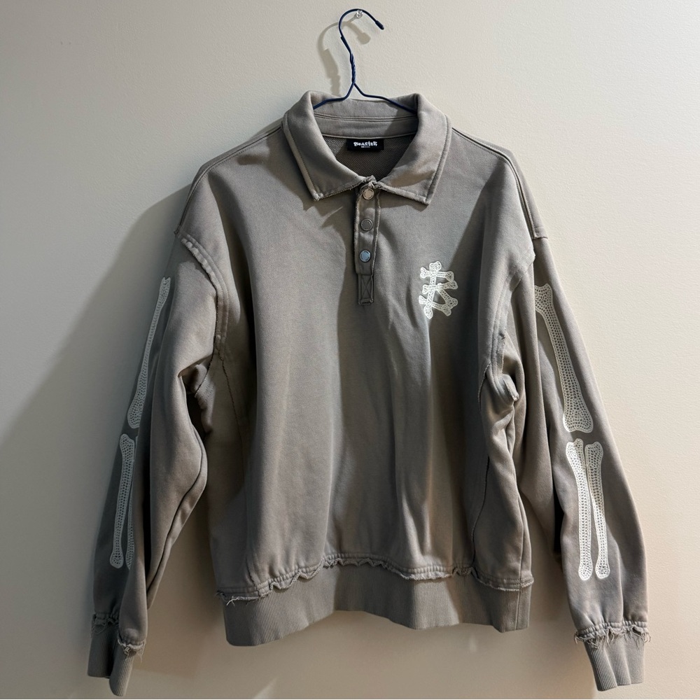 Mishka Taupe Sweater with Embroidered Accents